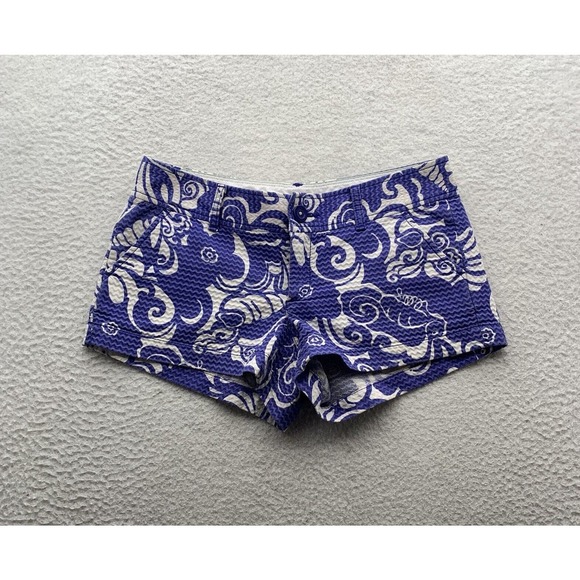 Lilly Pulitzer Walsh Shorts Womens 2 31x2.5 Low Rise Floral Purple White Preppy - Picture 1 of 13